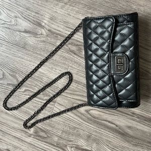 Black Quilted Clutch Chain Strap Bag